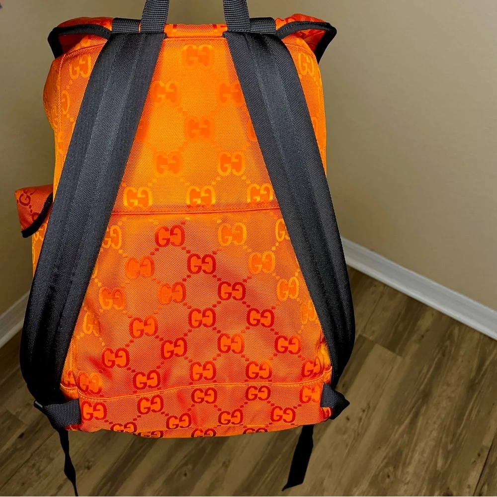 GUCCI Off The Grid Backpack Econyl Orange GG Logo Sustainable Rucksack Luxurious - Picture 5 of 16
